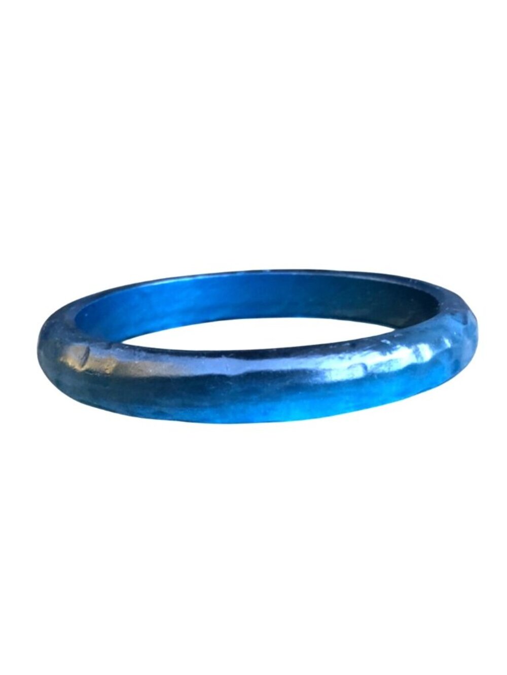 Vintage Transparent Faceted Teal Lucite Spacer Bangle Bracelet Size Small/Medium